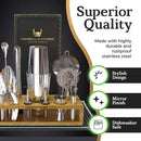 Highball & Chaser 13-Piece Boston Cocktail Shaker Set Stainless Steel Mixology Bartender Kit With Stand For Home Bar Cocktail Set | Laser Engraved Cocktail Tools | Plus E-Book with 30 Cocktail Recipes by CozyNest Decor