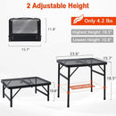 Camping Table, 2x1.3 FT Portable Folding Grill Table, Lightweight Height Adjustable Metal Tables with Mesh Desktop and Mesh Bag, Outdoor Tables for Camping, Picnic, Beach and BBQ, Black by GreenHaven Gardens