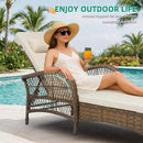 VIVIJASON 3 Pieces Outdoor Wicker Chaise Lounge Chair Set, All-Weather PE Rattan Cushioned Patio Lounger Set of 2 with Side Table, Adjustable Pool Sunbathing Recliner with Armrest & Pillow, Beige by CozyNest Decor
