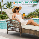 VIVIJASON Outdoor Wicker Chaise Lounge Chair Set of 2, All-Weather PE Rattan Cushioned Patio Lounger Chairs, 6-Position Adjustable Outside Pool Sunbathing Recliner with Armrest & Pillow, Beige by CozyNest Decor