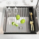 Dish Drying Rack, Roll Up Dryer Rack for Inside Sink, Expandable (12.8"-23.8" D x 15.5" W) 304 Stainless Steel Dish Drainers for Kitchen Counter, Over Sink Cover with Utensil Holder by CozyNest Decor
