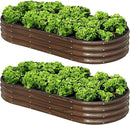 SnugNiture 2 Pcs 6x3x1ft Raised Garden Bed Kit, Outdoor Oval Metal Garden Planter, Ground Planter Box for Gardening Vegetables Flowers, Brown by GreenHaven Gardens