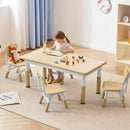 Kids Study Table and Chairs Set, Height Adjustable Toddler Table and Chair Set for Kids Ages 3-8, Graffiti Desktop (Wooden Brown) by CozyNest Decor