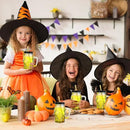 Halloween Cups Set of 4 - Yellow Skull Glass Drinking Jar with Lids and Straws - Halloween Decor, Drinking Glasses 16 oz by CozyNest Decor