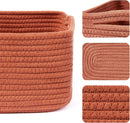 Small Storage Baskets for Organizing | Closet Organizer Bins | Shelf Toy Basket | Woven Rope Baskets | Cube Decorative Box | Shallow Basket | 13x8.5x5.1” | 3 Packs Oxide Red by GreenHaven Gardens