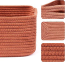 Small Storage Baskets for Organizing | Closet Organizer Bins | Shelf Toy Basket | Woven Rope Baskets | Cube Decorative Box | Shallow Basket | 13x8.5x5.1” | 4 Packs Oxide Red by CozyNest Decor