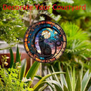 Black Cat Stained Glass Window Hangings,Suncatcher Stained Glass for Windows for Cat Lovers,20cm/7.87inch Hand-Painted Sun Catcher Garden Hangings Halloween Fall Christmas Decor for Home by GreenHaven Gardens