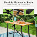 PHI VILLA Bar Height Patio Dining Table, 41" Wood Like Outdoor Bar Table, Rectangle Steel Slatted Bar Dining Table with 1.57" Umbrella Hole for Patio, Garden, Yard, Yellow by CozyNest Decor