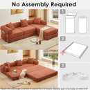 107" Oversized Convertible Sleeper Sofa Bed, Corduroy L Shape Sectional Couch, Folding Sofa Bed with Side Pocket, Modern Cloud Floor Mattress Couch, Modular Sofa for Living Room, Orange by CozyNest Decor