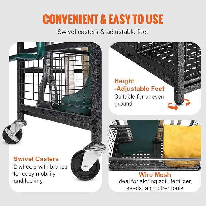 VEVOR Garden Tool Organizer, 16 Slots with Hooks, Yard Tool Tower Rack with Wheels for Garage Organization and Storage, Hold Long-Handled Tool/Rake/Broom, Metal Tool Stand Holder for Shed, Outdoor, photo 6 of 9
