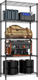 1250 lbs 5 Tier Shelf Metal Storage Shelves Shelving Wire Rack Heavy Duty Closet Organizers for Garage Kitchen Bathroom Laundry Black 15.7" D x 33.5" W x 68.5" H by CozyNest Decor