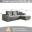 HYJT-H&K Modular Sectional Sofa Cloud Secttional Couch, 107" Comfy L Shaped Couches for Living Room, Deep Seat Memory Foam Fluffy Plush Corduroy Boneless Couch Sectionals Right Facing Sofa Chaise Grey by CozyNest Decor