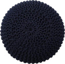 REDEARTH Round Pouf Foot Stool Bean Bag Ottoman - Cable Knitted Cord Boho Pouffe - Poof Accent Bean Bag - Handmade by Artisans for Living Room - Bedroom (19.5"x19.5"x14") - Navy Blue by CozyNest Decor