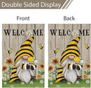 Welcome Summer Gnome Garden Flag Spring Summer Bee Sunflower Yard Flag 12x18 Double Sided Burlap Daisy House Flag for Rustic Seasonal Outside Outdoor House Decoration (ONLY FLAG) by CozyNest Decor