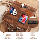 24" End Table Set of 2 with Charging Station, Farmhouse Night Stand with Glass Barn Door, Nightstands with Adjustable Storage Shelf, Large Wood Square Bed Side Table for Living Room,Bedroom by CozyNest Decor