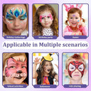 42 Colors Kids Face Painting Kit,Non Toxic Water Activated Face Paint Palette with 5 Reusable & 45 Sticky Stencils,11 Brushes,2 Gems.Ideal for Mardi Gras,Halloween,Christmas,makeup,Parties,Makeup etc. by TinyTreasures Baby Boutique