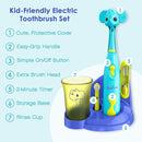Brusheez Kids’ Electric Toothbrush Set - Safe & Effective for Ages 3+ - Parent Tested & Approved with Gentle Bristles, 2 Brush Heads, Rinse Cup, 2-Minute Timer, & Storage Base (Ollie The Elephant) by TinyTreasures Baby Boutique