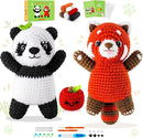 Crochet Kit for Beginners - 2PCS White and Red Panda Crochet Animal Kit with Step-by-Step Video Tutorials, Apple Crocheting Kit, Crochet Starter Kit for Kids and Adults, Beginners Knitting Kit by TinyTreasures Baby Boutique