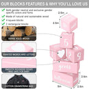 Pink Baby Monthly Milestone Blocks with Bag. Baby Age Blocks for Girl or Boy Baby Photo Props and Baby Shower. Month Baby Milestone Blocks with Grammatically Correct Month and Year by TinyTreasures Baby Boutique