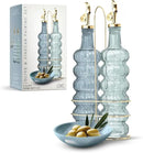 COOK WITH COLOR Glass Olive Oil Bottle Dispenser - 2 Pack- 17oz Oil and Vinegar Cruet - Olive Oil Carafe Decanter for Kitchen by CozyNest Decor