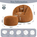 Giant Bean Bag Swivel Chair for Adults - Comfy Plush Round Shell Soft Accent Chaise Lounge Indoor Chair, Oversized Cozy Floor Sofa for Living Room, Bedroom & Game Rooms, Orange by CozyNest Decor