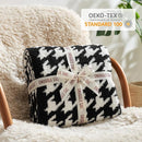 Snuggle Sac Houndstooth Throw Blanket for Couch, Reversible Super Soft Warm Blankets Cozy Knit Fuzzy Plush Lightweight Throws for Sofa, Bed, Camping, Black,50x60 inches by TinyTreasures Baby Boutique