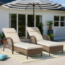 VIVIJASON Outdoor Wicker Chaise Lounge Chair Set of 2, All-Weather PE Rattan Cushioned Patio Lounger Chairs, 6-Position Adjustable Outside Pool Sunbathing Recliner with Armrest & Pillow, Beige by CozyNest Decor