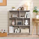 LEYAOYAO 7 Cube Bookshelf with Base,3 Tier Mid-Century Modern Grey Bookcase,Standing Wide Bookshelves Storage Organizer Shelf,Rustic Wood Display Cabinet Book Shelves for Bedroom,Living Room,Office by CozyNest Decor