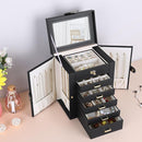 Kendal Jewelry Box, 6-Layer Jewelry Storage Organizer for Necklace Bracelet Rings Watch, 10.2"x8.2"x6" Classic Black PU Leather 5 Drawers Large Storage Capacity with Mirror by TinyTreasures Baby Boutique