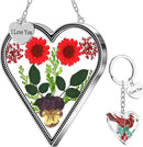 KY&BOSAM Heart Suncatcher Gift for Mom I Love You Heart Wind Chime for Windows Pressed Flower Between Heart in Glass and Metal Engraved Charm Birthday Gift for Women Mother's Day Valentine's Christmas by GreenHaven Gardens