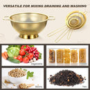 Norme 3 Quart Stainless Steel Gold Colander Gold Fine Mesh Strainer, Stainless Steel Pasta Rice Food Metal Strainer with Handles, Easy Clean and Dishwasher Safe by CozyNest Decor