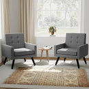 Kromax Mid-Century Modern Accent Chair Set of 2 for Living Room, 496 Lb. Weight Capacity, Dual Armrests, Comfy Extra Large Seat, Timeless Style Perfect for Reading & Relaxing, Light Grey by CozyNest Decor
