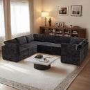 HOOOWOOO Modular Sectional Sofa,7 Pieces Sectional Couches for Living Room,131X98 U Shaped Cloud Couch Set(Black Velvet Corduroy) by CozyNest Decor