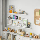 Solid Ash Wood Picture Ledge Shelf, 36 Inch Floating Shelves with Lip Set of 2, Photo Ledge Shelf Nursery Bookshelf Wall Mounted for Living Room Bedroom Decor, White by CozyNest Decor