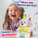 Cuteoy Happy Birthday Dog Musical Stuffed Animal Shaking Singing Dancing Plush Puppy Toy Electric Interactive Animated Plushies Gifts for Kids Girls Boys by TinyTreasures Baby Boutique