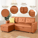Naomi Home Transform Any Space: Sleeper Sectional Sofa with Convertible Sofa Bed & Inviting Chaise. Find Tranquil Comfort with Stress-Relieving Design & Durable Cushions - Caramel,Air Leather by CozyNest Decor