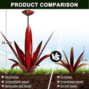 Upgraded Large Metal Yard Art, Metal Agave Plant Yard Decorations Outdoor Sculpture, Metal Flowers for Outside, Waterproof Outdoor Garden Decor (Red + Bird Feeder) by GreenHaven Gardens
