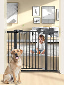 36.2" Extra Tall Baby Gate for Stairs, 29.5-46" Wide Dog Gate for Doorways, Walk Thru Auto Close Metal Child Gate for The House, Stairs and Doorways, Pet Gate Pressure Mounted Dog Gate Indoor (Black) by TinyTreasures Baby Boutique