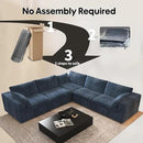 118" V Shaped Corner Modern Sofa Modular Sectional Cloud Couch,Deep Seat Upholstered Couches with Plush Corduroy Fabric for Living Room Furniture,Bedroom and Apartment,No Assembly Required,Blue by CozyNest Decor