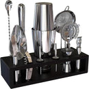 Highball & Chaser 13-Piece Boston Cocktail Shaker Set Stainless Steel Mixology Bartender Kit With Stand For Home Bar Cocktail Set | Laser Engraved Cocktail Tools | Plus E-Book with 30 Cocktail Recipes by CozyNest Decor