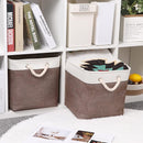 Bidtakay Large Storage Baskets with Handles for Organizing 16" x 11.8" x 11.8" Rustic Shelf Baskets [2-Pack] Foldable Clothes Baskets Fabric Collapsible Bins for Closet (White&Earthy Brown) by TinyTreasures Baby Boutique