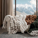 EVERGRACE Ultra Soft Luxury Fluffy Ridgeline Faux Rabbit Fur Throw Blanket, Thick Warm Bubble Throw for Bed, Cozy Plush Reversible Blankets for Couch, Chair, Sofa, Light Grey, 60x80 Inches, 870 GSM by CozyNest Decor