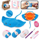 Mewaii Microwavable Heatable Manta Ray Crochet Kit for Beginners Level 2 with 40% Extra Eco-Friendly Pre-Started Easy Yarn, Step-by-Step Video Tutorials for Adults and Kids by TinyTreasures Baby Boutique