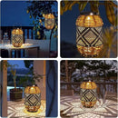 2 Pack Solar Lanterns Outdoor Waterproof,Rattan with Metal Hanging Solar Lights Boho Lanterns Decorative Lights with Handle for Patio Pathway Courtyard Tree Garden Yard Fence by GreenHaven Gardens