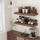 Deep Floating Shelves for Wall | 12 Inch Deep Floating Shelves 30 Inches Long Set of 2 | Rustic Walnut Floating Shelves for Living Room Bathroom Laundry Room Bedroom Kitchen Home Office by CozyNest Decor