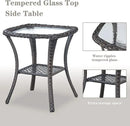 5 Pieces Patio Furniture Sets Wicker Outdoor Furniture, Rattan Patio Swivel Glider Chairs with 2 Ottoman and Glass Side Table by GreenHaven Gardens