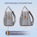 RUVALINO Diaper Bag Backpack-Expandable Baby Bag with up to 50% Capacity -Baby Essentials Bag with Changing Pad Insulated Bottle Holders & Pacifier Case, Waterproof, Gray XL by TinyTreasures Baby Boutique