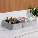 Large Shallow Organizing Baskets 15x11x5.1 Inches - Rope Woven Storage Bins for Bathroom, Shelves, Cube Closet, Mixed Grey 2 Packs by CozyNest Decor