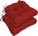 RACE LEAF 17" x 17" Patio Chair Seat Pads Red - Outdoor/Indoor Patio Cushions Set of 2 - Replacement Cushions for Chairs and Seating - Olefin Seat Pads for Porch, Deck, and Garden Seats by GreenHaven Gardens