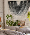 Flber Macrame Wall Hanging Black 59.00" W x 31.00" L Boho Wall Decor Large Boho Yarn Tapestry Living Room Bedroom Home Wall Décor by CozyNest Decor